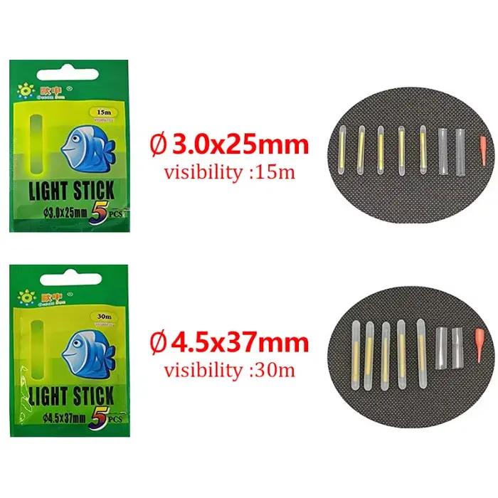Lumières de canne fluorescentes Firefly pour pêche nocturne - Lot de 5/10/20/30/50 pièces flottantes