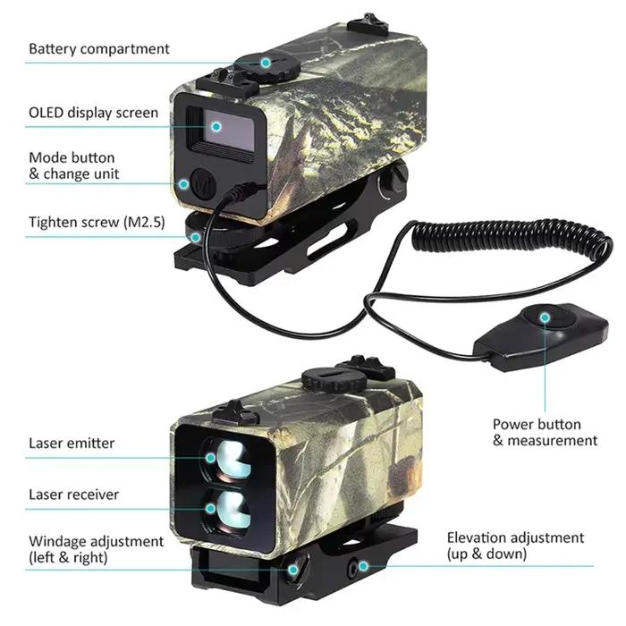 Télémètre laser mini métal professionnel 2-en-1 pour chasse et pêche - Mesure 1200m avec vitesse