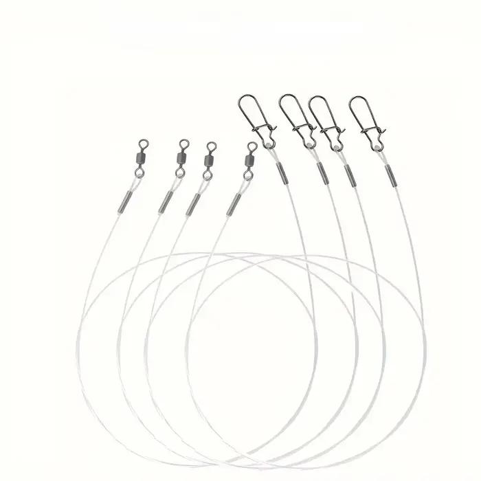 10 hameçons fluorocarbone résistants avec émerillons - Fil leader anti-morsure pour pêche en mer et eau douce