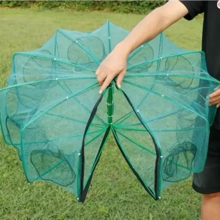 Filet de pêche pliable et durable avec 6 à 10 trous - Cage maille nylon verte