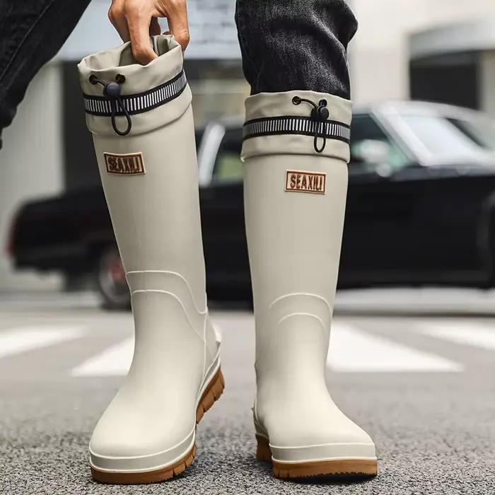 Bottes de pêche haut tube PVC imperméables antidérapantes pour livraison et cuisine professionnelle