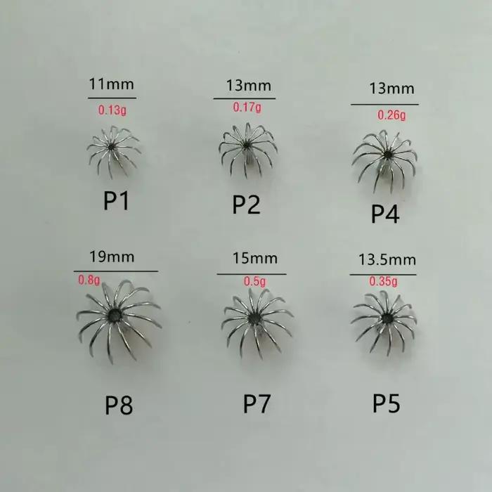 20 hameçons à calmar miniatures en acier inoxydable - Accessoires pour appâts couronne parapluie - Artisans pêche DIY