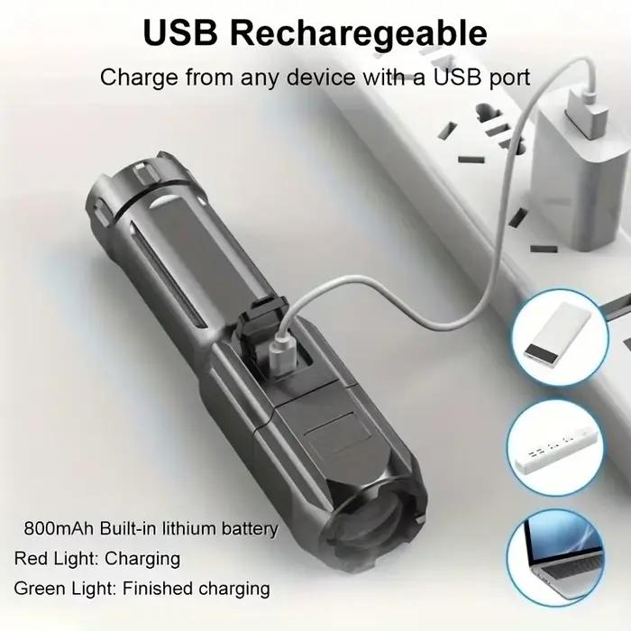 Lampe torche LED tactique rechargeable - 100 000 lumens étanche pour pêche, chasse et camping