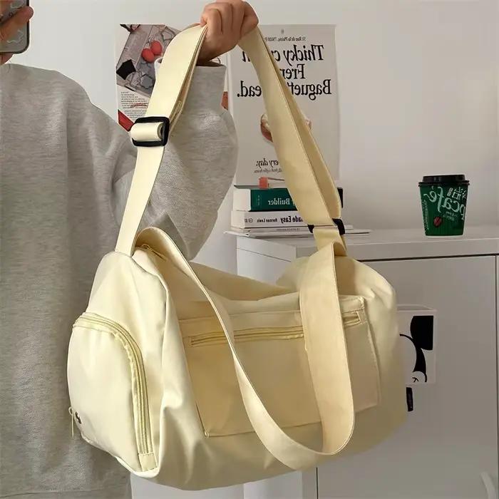 Grand sac bandoulière tote pour pêcheuse - Sac messenger canvas tendance 2024 pratique pour le sport
