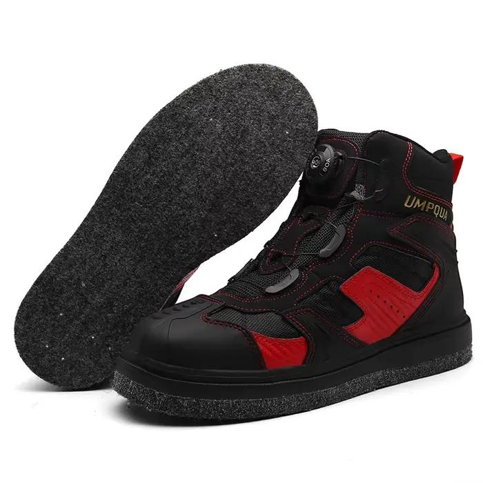 Chaussures de pêche en récif et rochers Outdoor, semelle cloutée en feutre et acier pour pêche en amont sécurisée