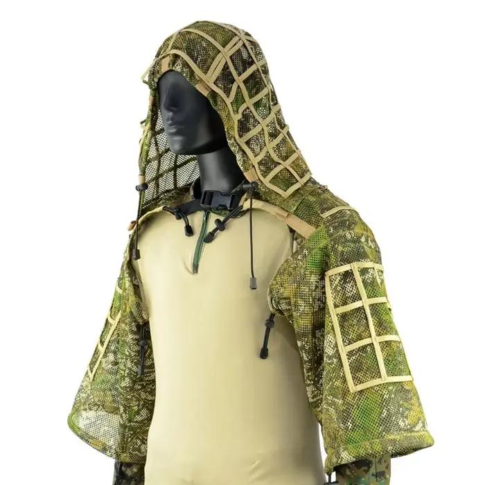 Vêtements Ghillie châle mesh tactique sniper 3D - tenue camouflage combat chasse pêche extérieur