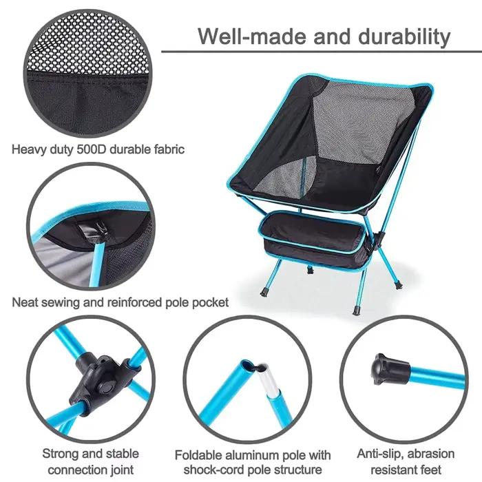 Chaise de pêche pliante ultralégère pour camping randonnée plage pique-nique portable et compacte