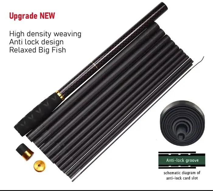 Canne carbone télescopique BAKAWA mini voyage 2.7 à 7.2m ultra légère - Pêche carpe eau douce portable