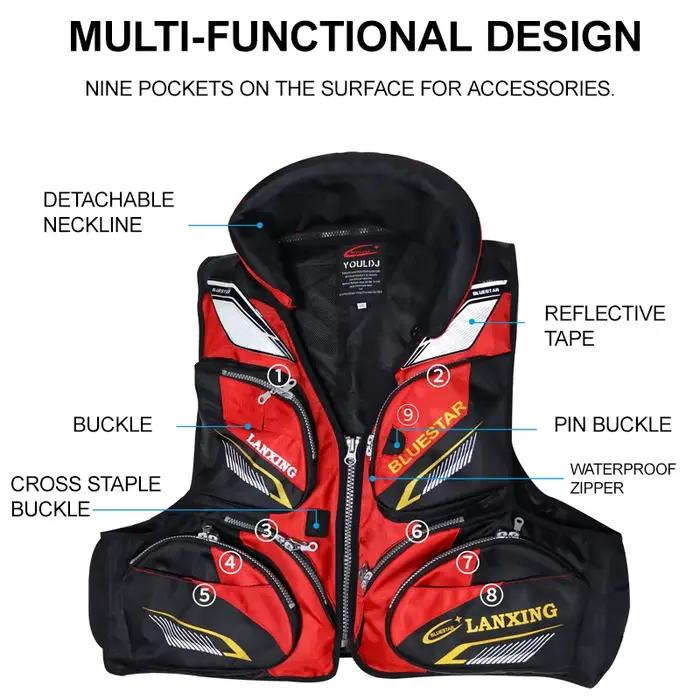 Veste de pêche rock J45 avec flottabilité 7.5kg - Veste multifonction homme pour pêche en mer et navigation