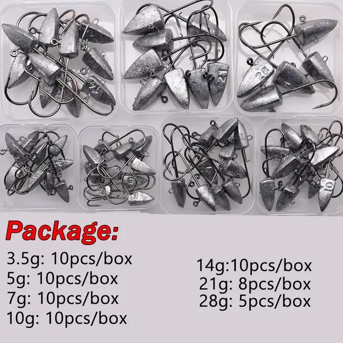 Têtes de pêche Triangle Head NED Hooks 3.5g à 28g pour leurres souples et jigging