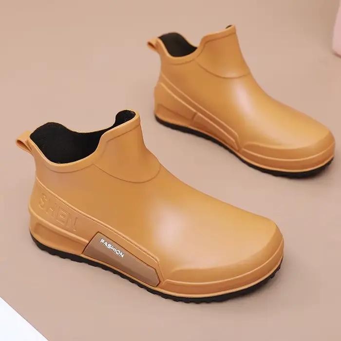 Bottes de pluie cheville imperméables doublées polaire pour hommes - Anti-dérapant jardin pêche cuisine
