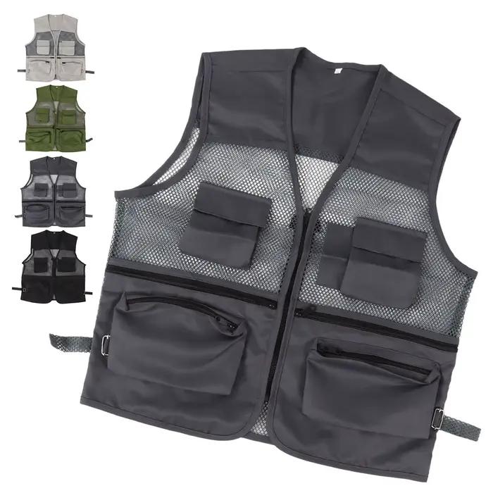 Veste de pêche militaire respirante avec multiples poches pour activités de plein air