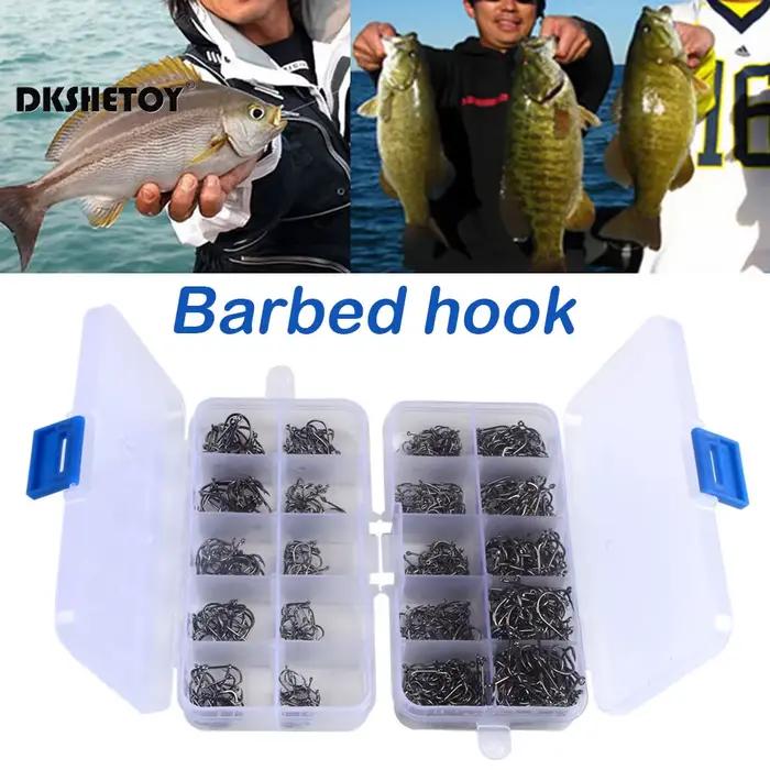Kit 100 à 1000 hameçons barbés pour pêche eau douce et mer - Boîte de rangement pratique