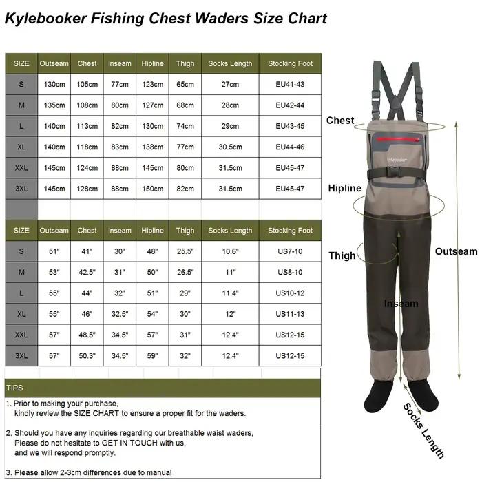 Waders de pêche à la mouche homme respirants étanches légers pieds nylon