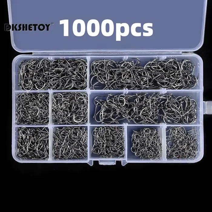 Kit 100 à 1000 hameçons barbés pour pêche eau douce et mer - Boîte de rangement pratique