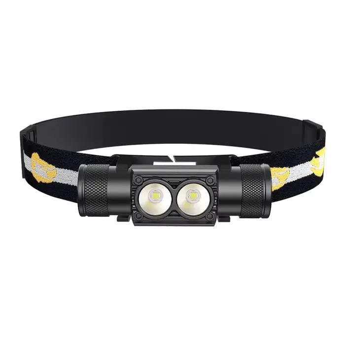 Lampe frontale H25S double LED SST40 1200lm rechargeable USB pour pêche et travail extérieur