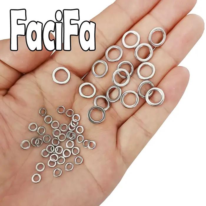 100pcs anneaux pêche acier inoxydable lourd - Solid rings pour snap swivels et hameçons leurres