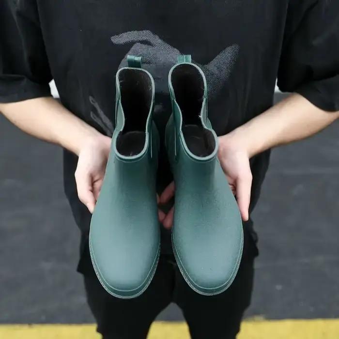 Bottes de pluie professionnelles pour hommes, caoutchouc imperméable, semelle antislip, doublure en peluche, bottes de cuisine et bricolage, idéales pour les cuisiniers et bricoleurs