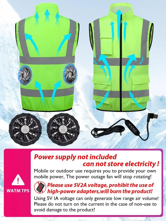 Gilet ventilé pêche été avec 2 ventilateurs - 9 pales - 3 vitesses - Rafraîchissement intégré