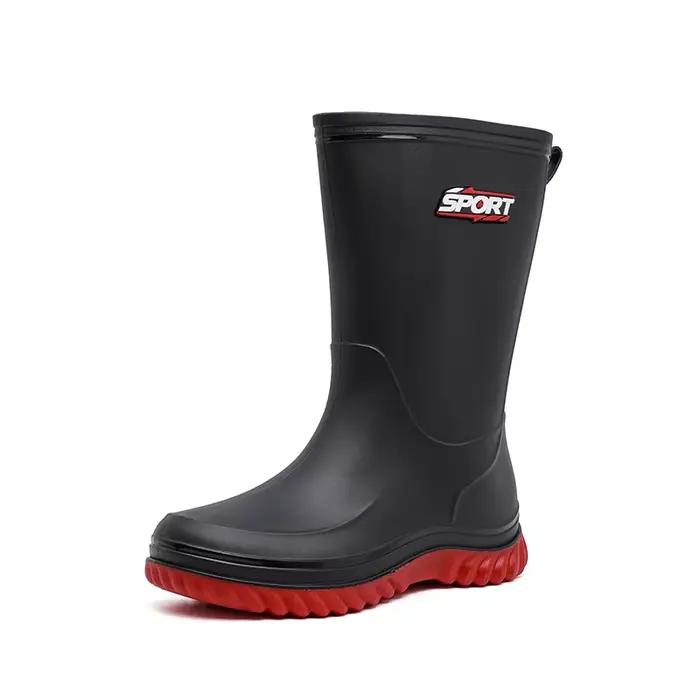 Bottes pluie homme style allemand pêche anti-odeur fourrées PVC toutes saisons cuisine