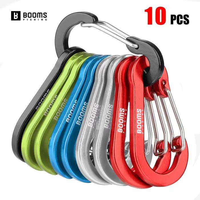 Mousquetons aluminium Booms Fishing 10 pièces - Clips multifonctions 5cm pour accessoires de pêche et clés