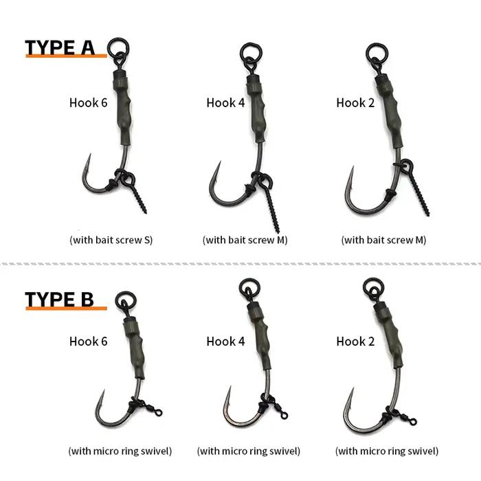 Montage carp fishing Ronnie Rigs prêt à pêcher avec hameçon courbe PTFE et micro ring pour carpe
