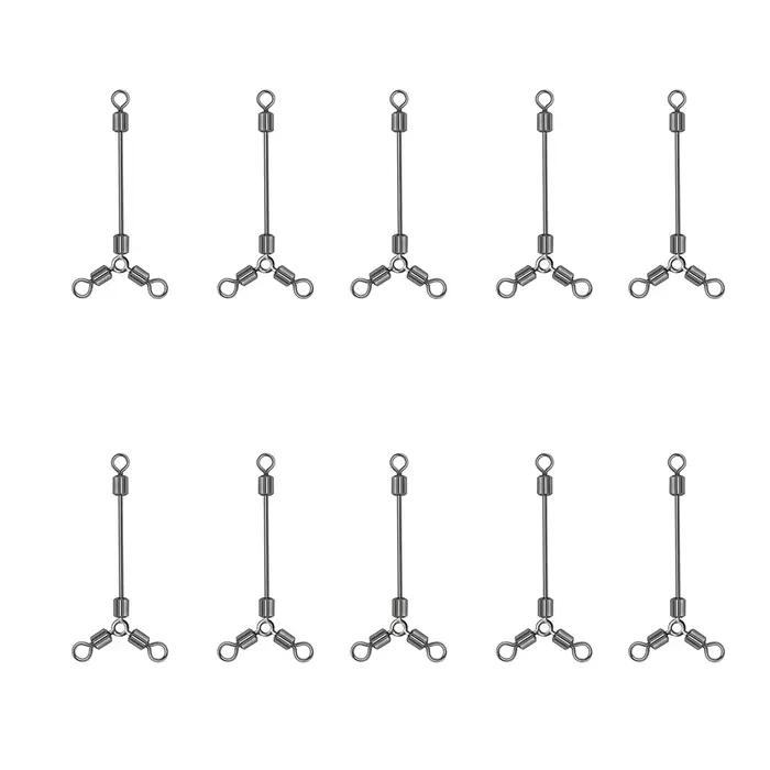 10 connecteurs à roulement à billes 3 voies pour pêche en mer - accessoires hameçons résistants à la corrosion
