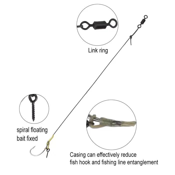Hameçons FTK pour pêche de la carpe avec vis à appâts - 6 pièces courbées robustes