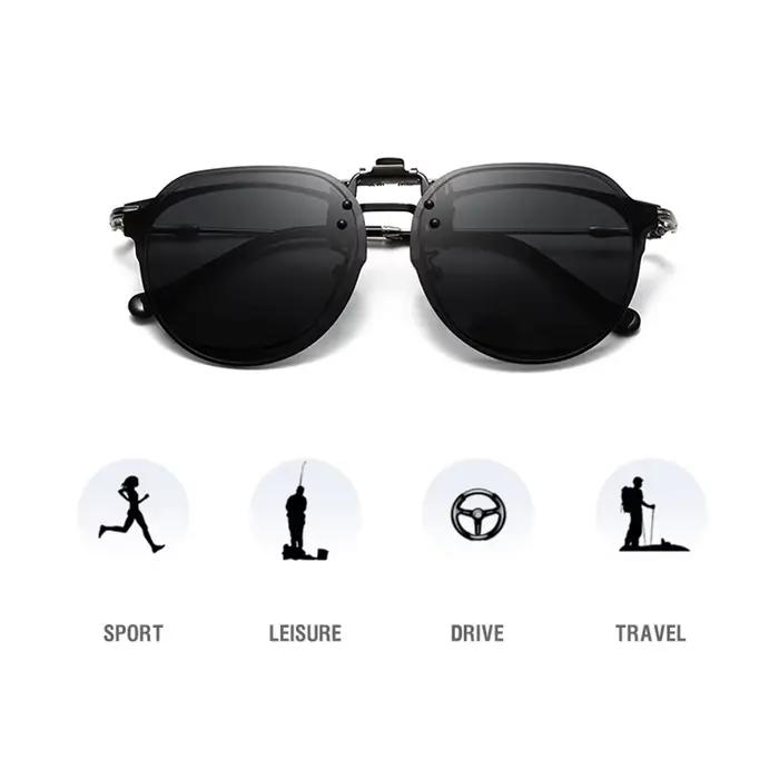 Lunettes clip rabattables polarisées VIVIBEE pour pêche et conduite - Vision nocturne UV400