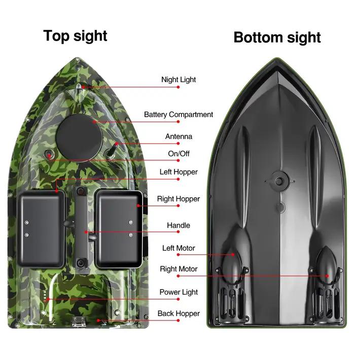 Bateau appât pêche RC GPS 500m avec 3 trémies sondeur poissons capteur sonar batteries de rechange sac de transport