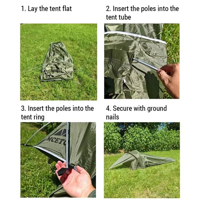 Tente tunnel 1 personne ultralégère 210D Oxford imperméable pour randonnée pêche camping et activités de plein air
