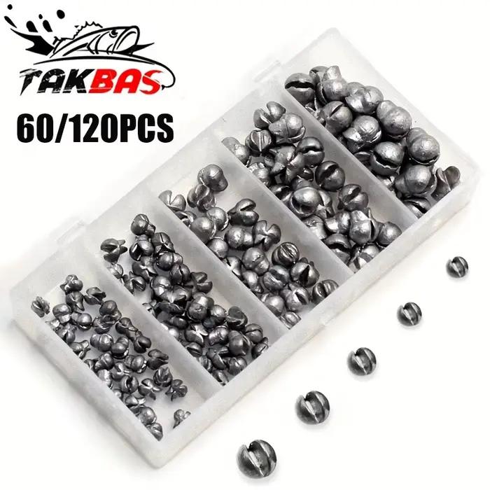 Kit de Plombs Pêche 60 à 120 Pièces, Sinkers Fendus Premium 5 Tailles, Design Rond Amovible
