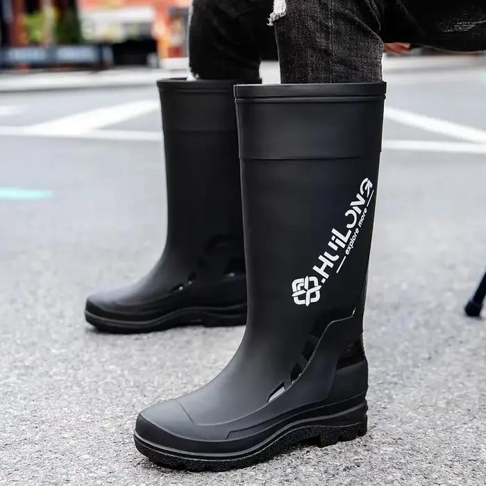 Bottes pêche haute homme imperméables PVC - Chaussures livreur anti-dérapantes tube long protection professionnelle