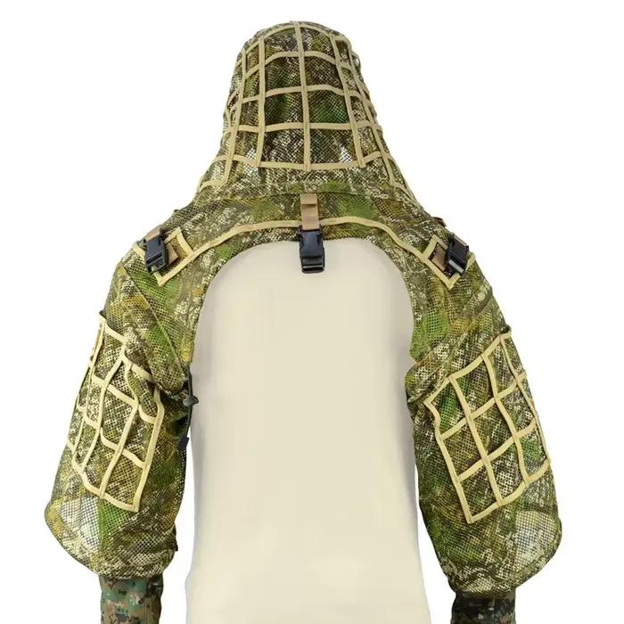 Vêtements Ghillie châle mesh tactique sniper 3D - tenue camouflage combat chasse pêche extérieur