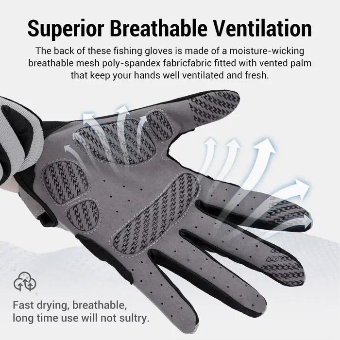 Gants de pêche Noeby antidérapants pleine main - Protection UV homme femme pour cyclisme et extérieur
