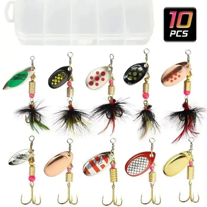 Cuillères spinner métalliques 2g à 8g lot 10 pièces - Spoonbaits légers pour brochet et truite
