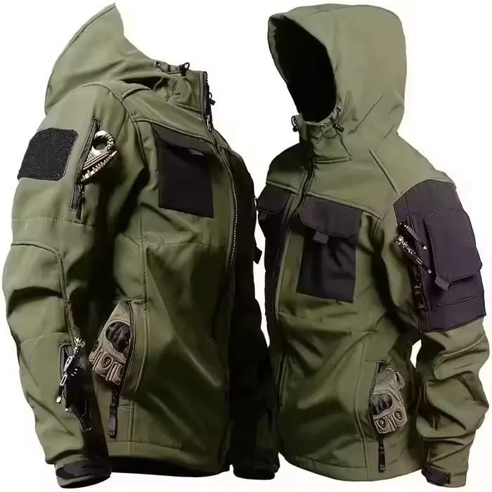 Nouvelle veste tactique militaire soft shell homme imperméable coupe-vent capuche automne hiver multi-poches