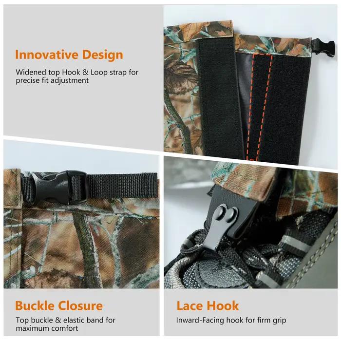 Guêtres de chasse camouflage imperméables BASSDASH avec semelles amovibles pour randonnée pêche