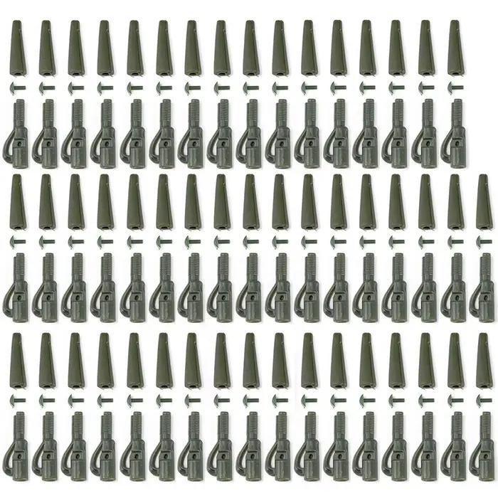 50 Sets de Clips de Plomb Sécurité pour Pêche à la Carpe, avec Embouts Caoutchouc et