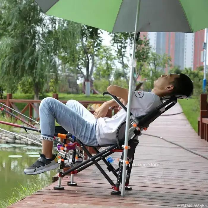 Nouvelle chaise pêche pliante set multifonction inclinable forte portance pour plage camping
