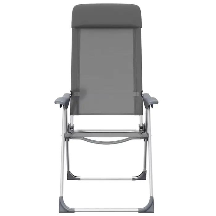 Lot 2 chaises camping pliantes grises aluminium légères pour pêche, chasse et voyage