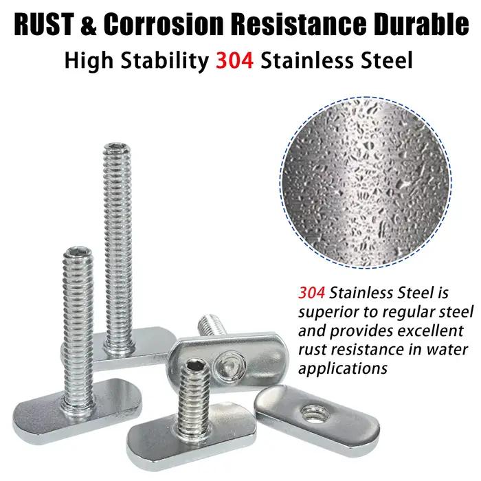 Vis inox pour rail kayak Aventik - Compatible tous rails T-track 1 à 2 pouces pour accessoires pêche