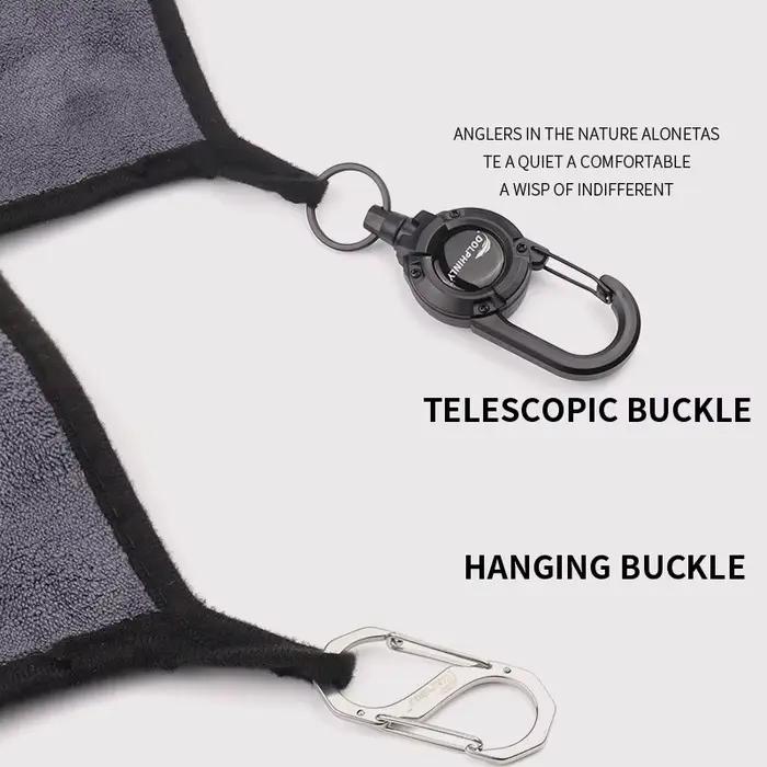 Serviette de pêche portable à boucle épaisse antidérapante et absorbante pour les mains