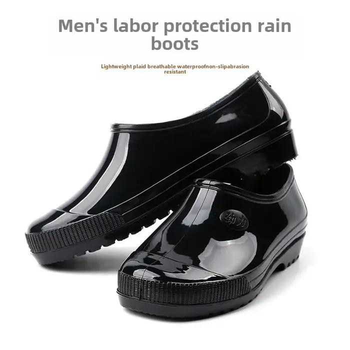 Bottes de pluie été hommes adolescents anti-dérapantes résistantes plastique basse tige