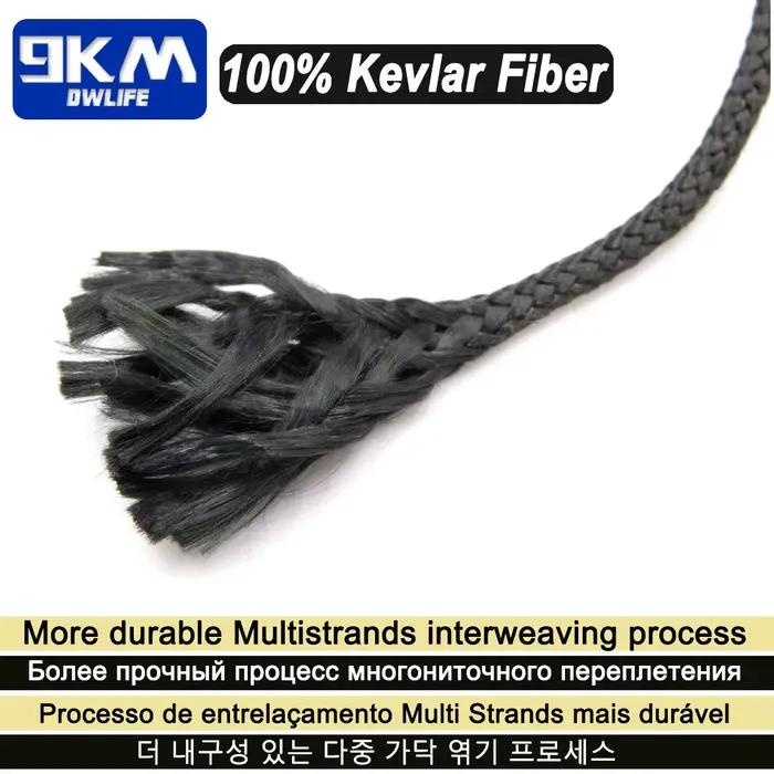 Corde de pêche Kevlar noir haute résistance 50 à 2000 lbs pour ligne de traîne et kite