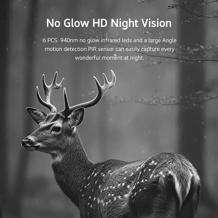 Caméra de chasse solaire 4MP 4G avec carte SIM - Détection PIR et vision nocturne infrarouge
