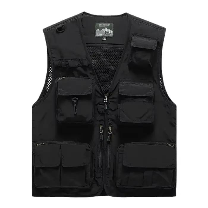 Veste de pêche respirante homme 6XL avec multiples poches pour équipement et photographie