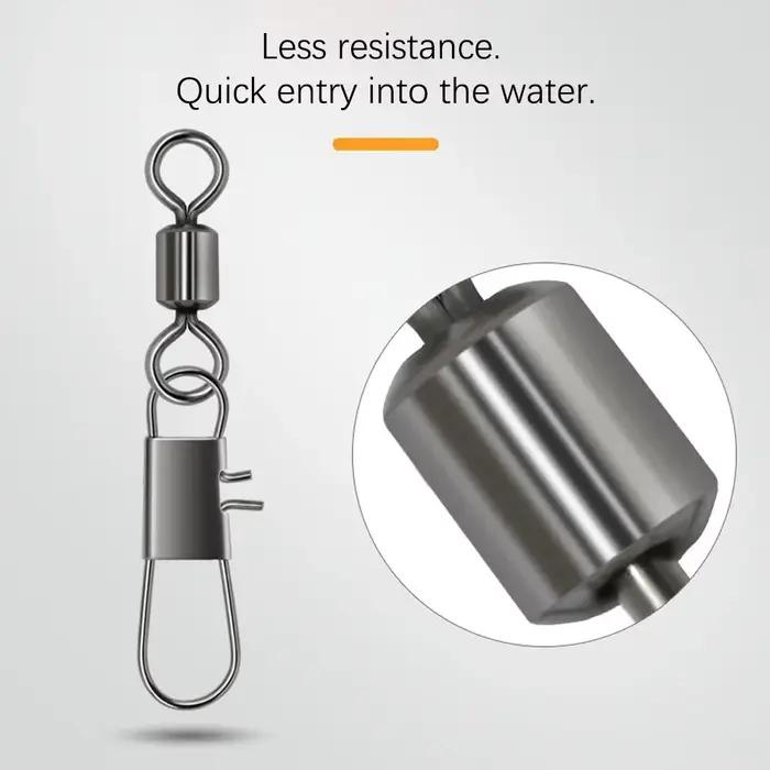 50 pièces connecteurs de pêche à roulement avec mousqueton verrouillable en acier inoxydable pour leurres et hameçons