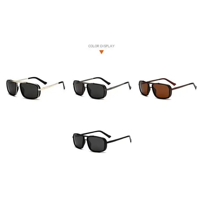 Lunettes de pêche aviateur UV400 pour hommes - Style punk avec double faisceau et protection totale