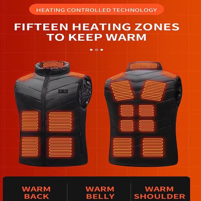 Veste chauffante électrique pêche 21 zones - Manteau chauffant USB graphene pour camping et pêche hiver